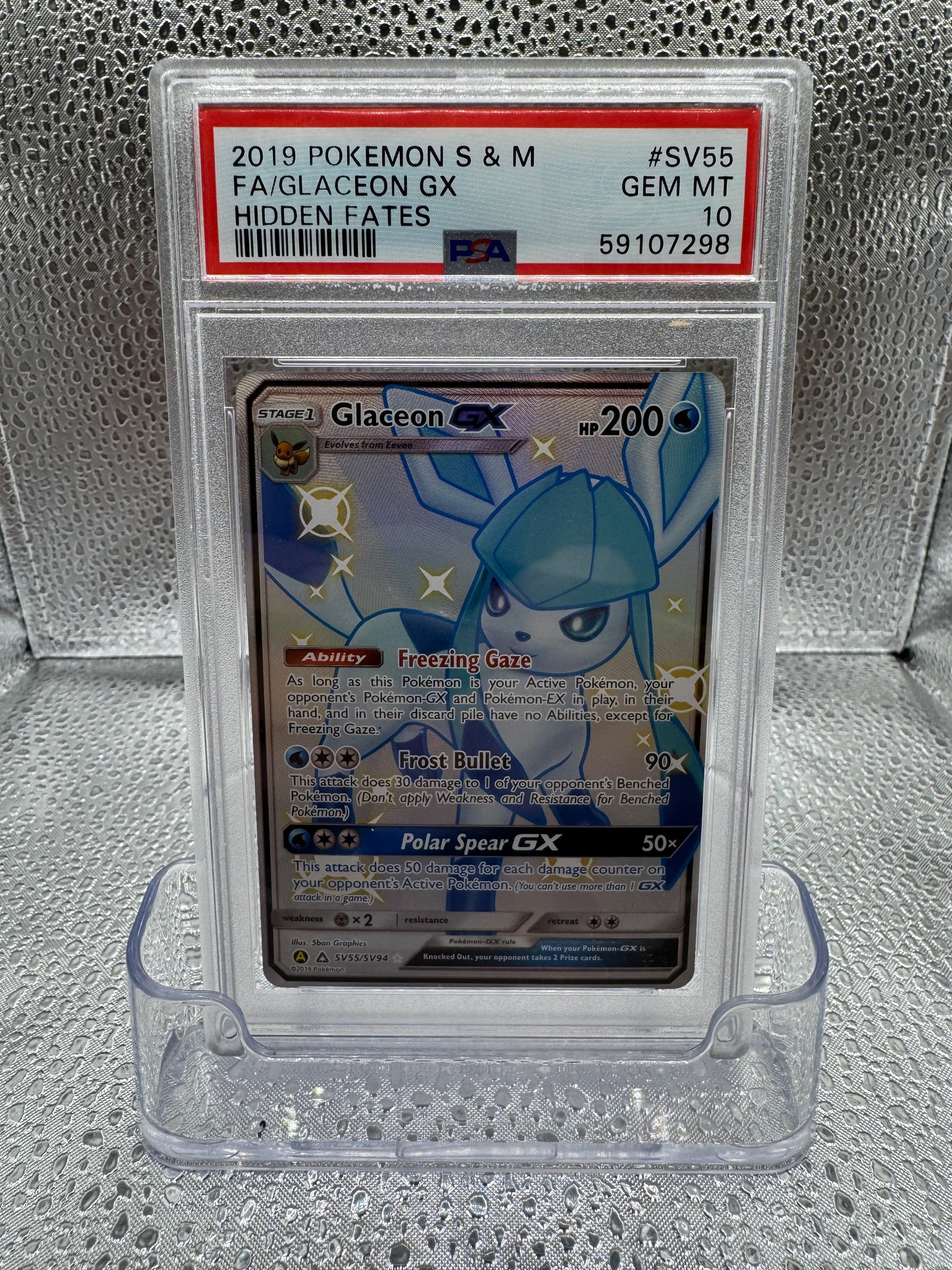 Pokémon TCG - Hidden Fates - Glaceon GX - PSA 10