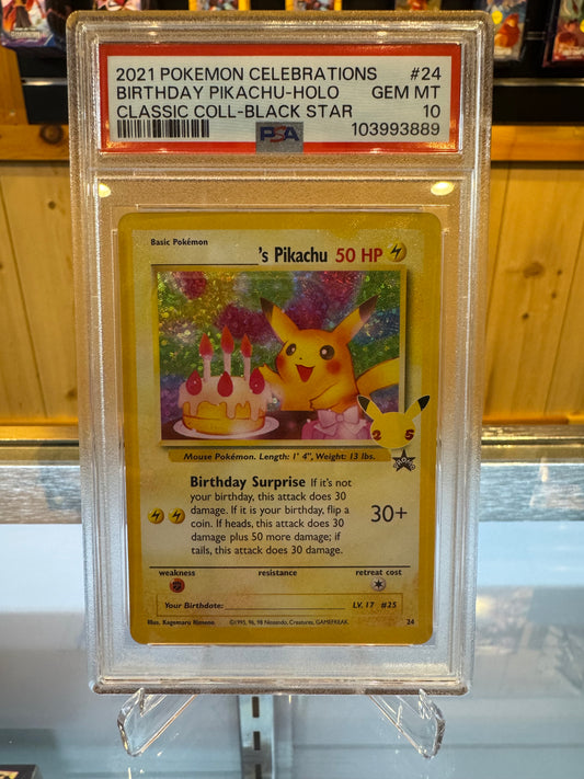 Pokémon TCG - Celebrations Birthday Pikachu Black Star Promo PSA 10