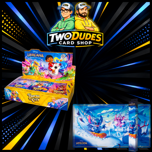 (Limit 1) Disney Lorcana - Hyperia City Booster Box and Stitch Playmat Bundle